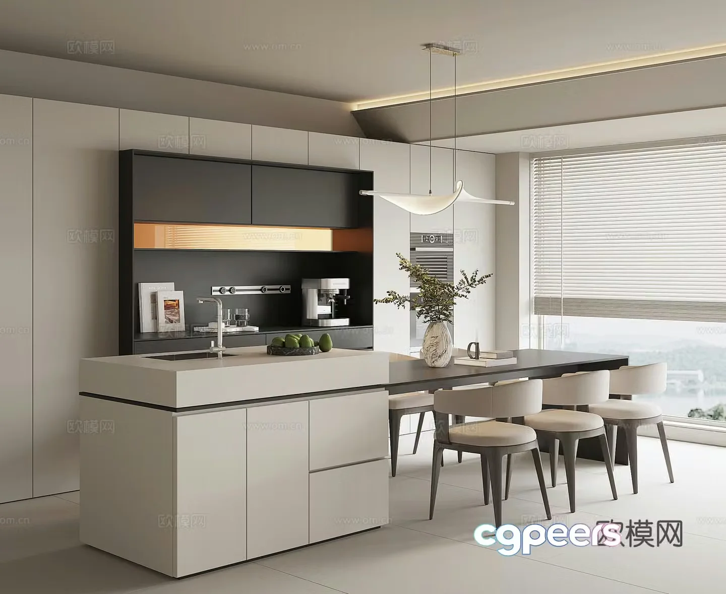 Modern home restaurant 3d model