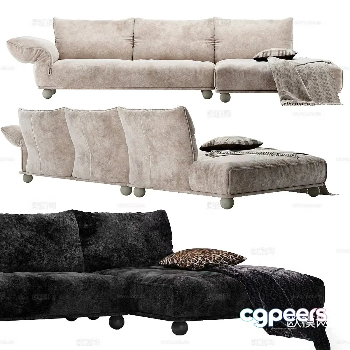 Modern Italian light luxury STWCP casual sofa 3D model