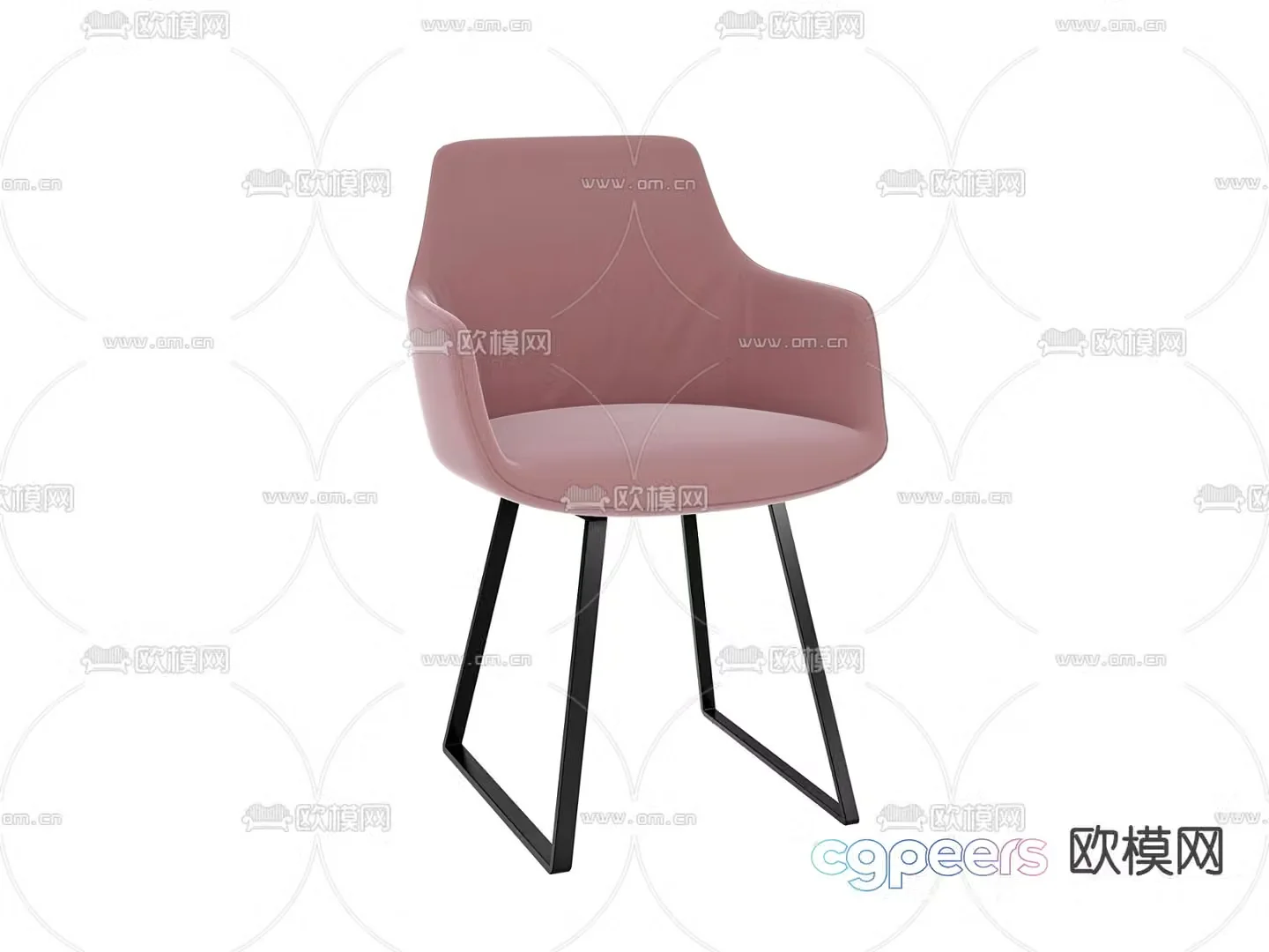 Pink chair dining chair 3d model