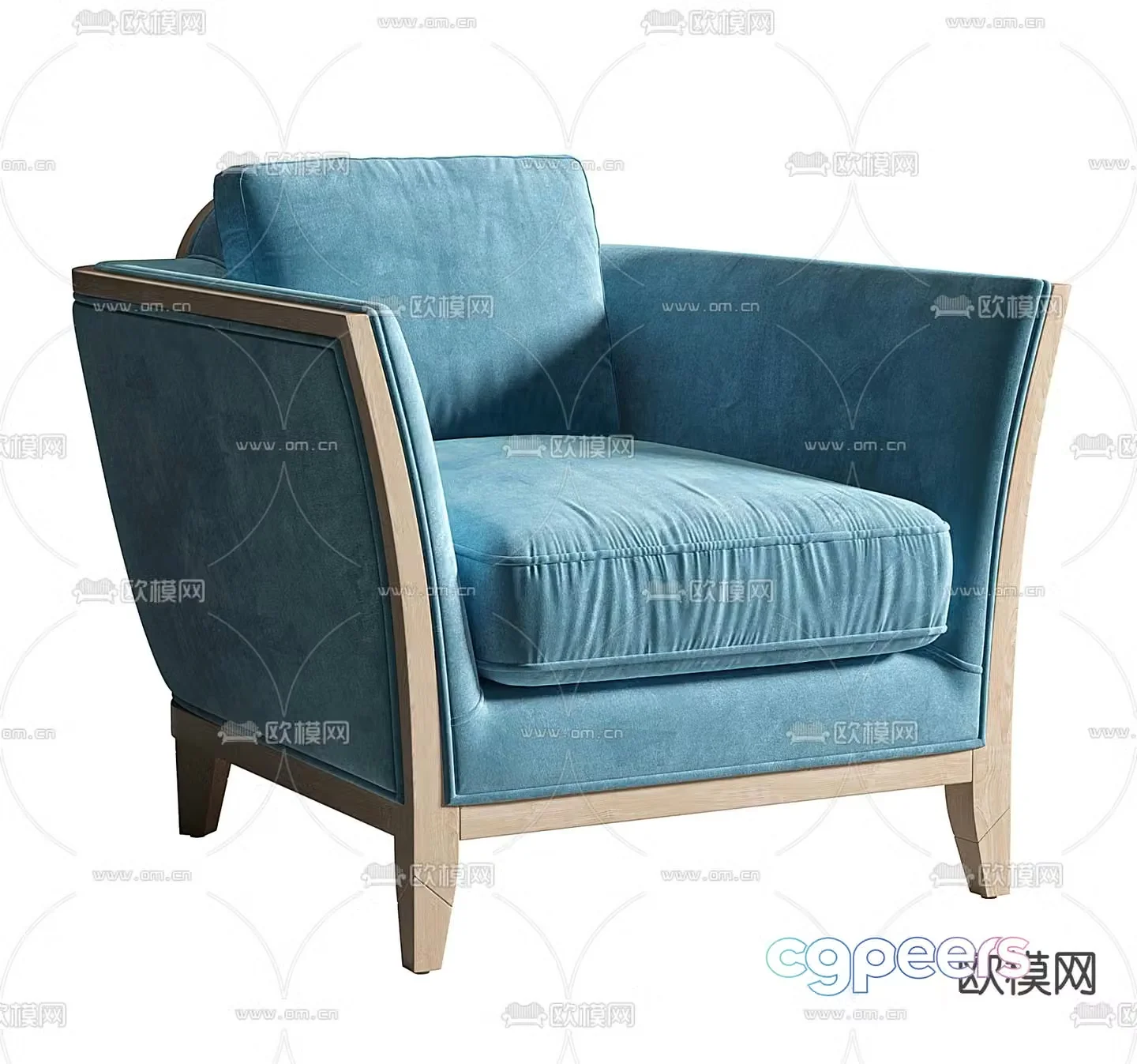 Giorgetti blue single sofa chair 3d model