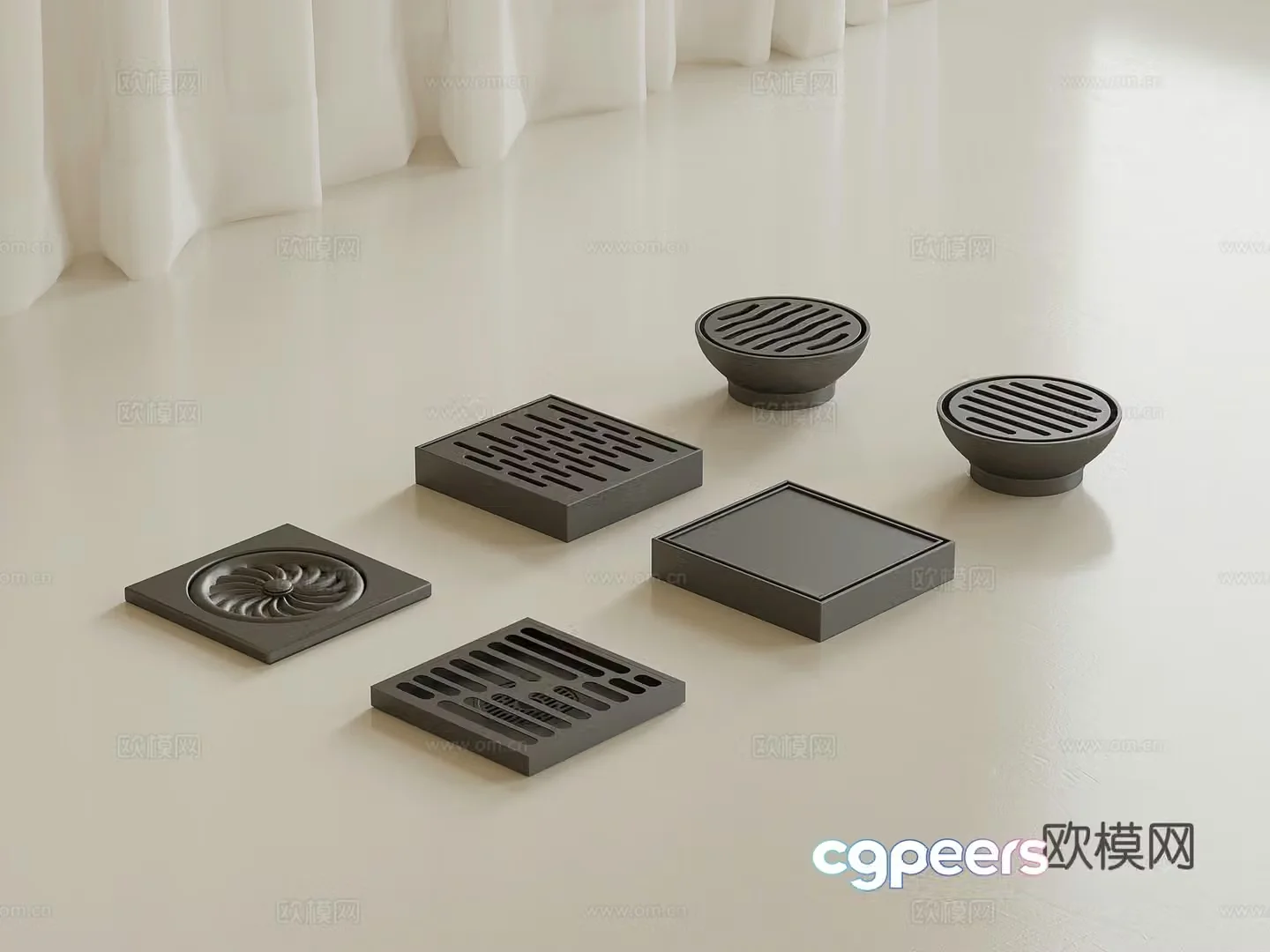 22 floor drain modern floor drain round floor drain square floor drain 3d model
