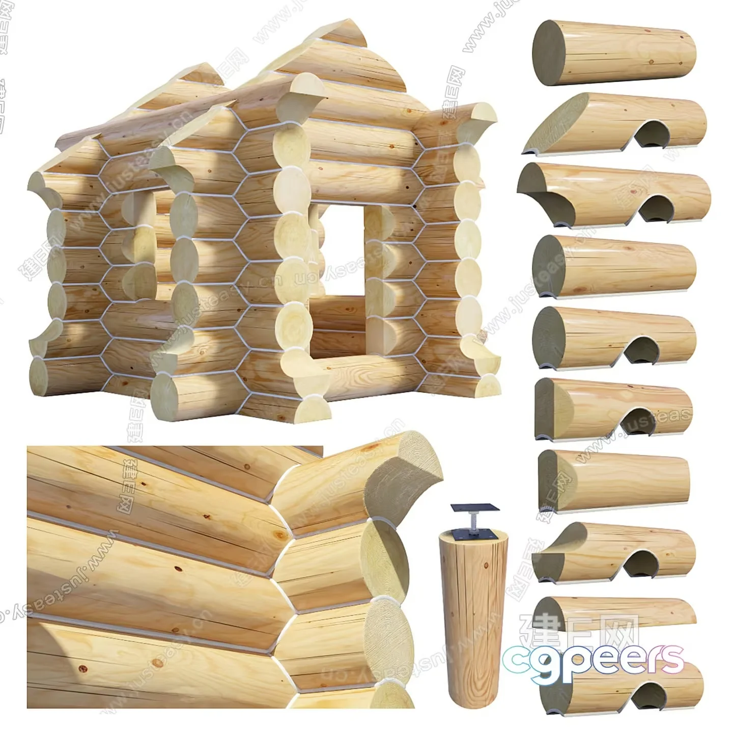 Wooden Log Cabin 3D Model – 1908 – VRAY Render