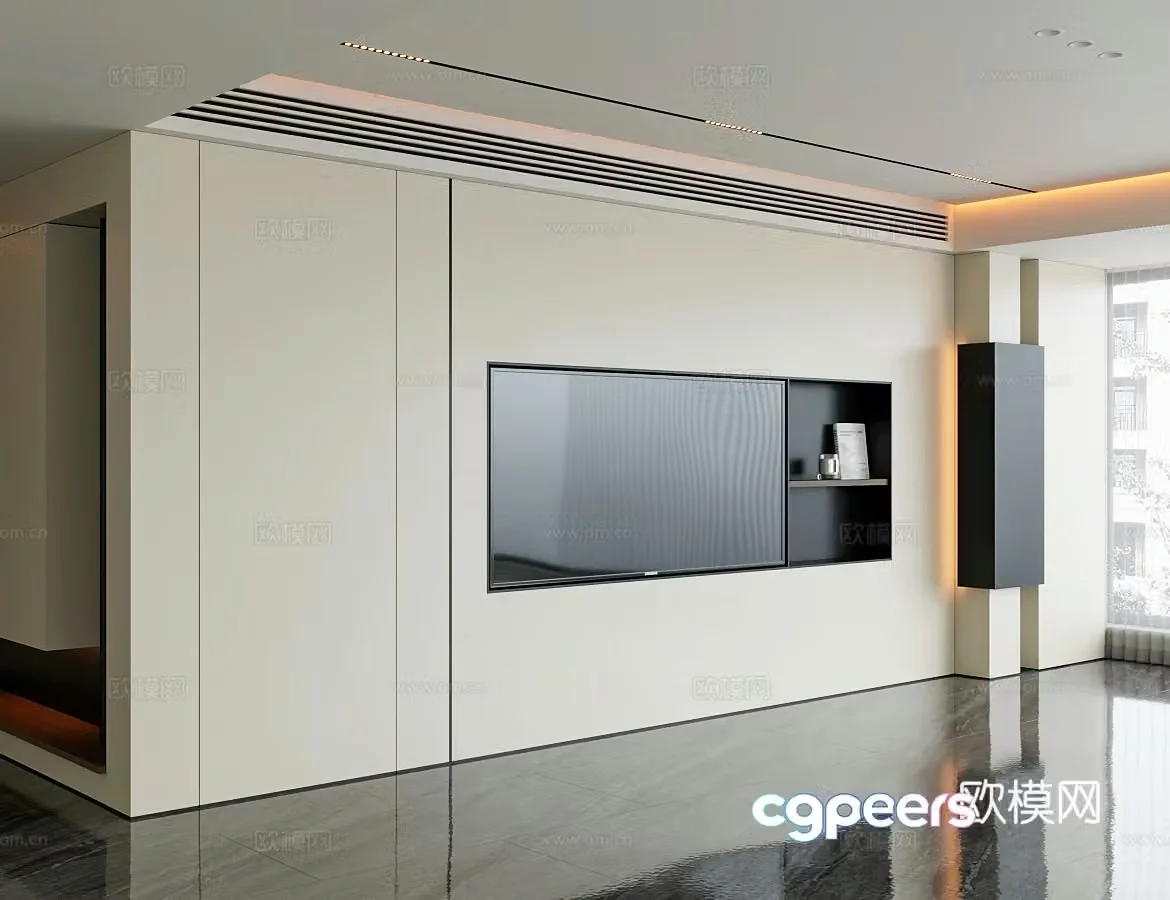 Modern TV background wall 3d model