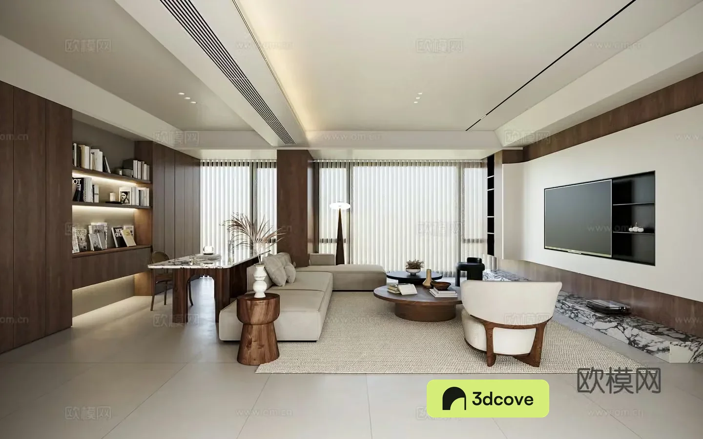 Middle-aged living room 3d model