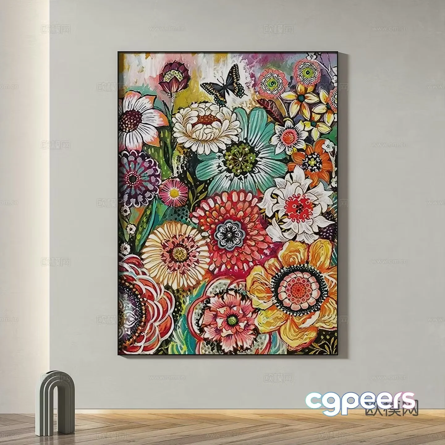 Modern simple abstract light luxury decorative painting 3d model