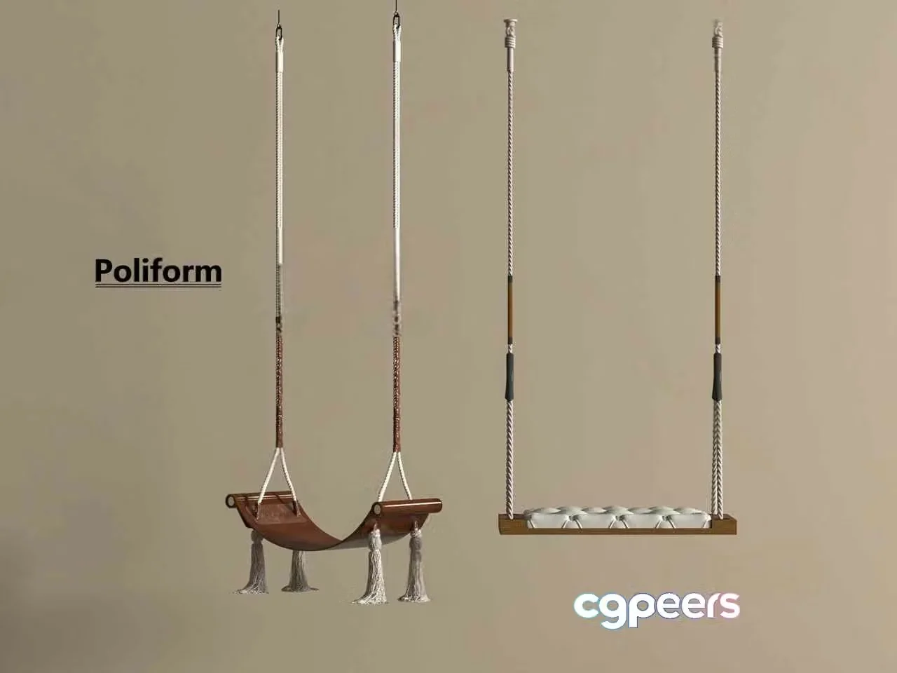 Wooden Swing With Cushions 3D Model – 5681 – VRAY Render