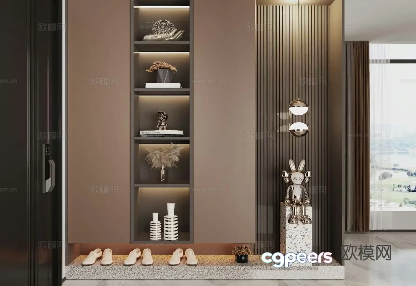 Italian style entrance shoe cabinet 3D model