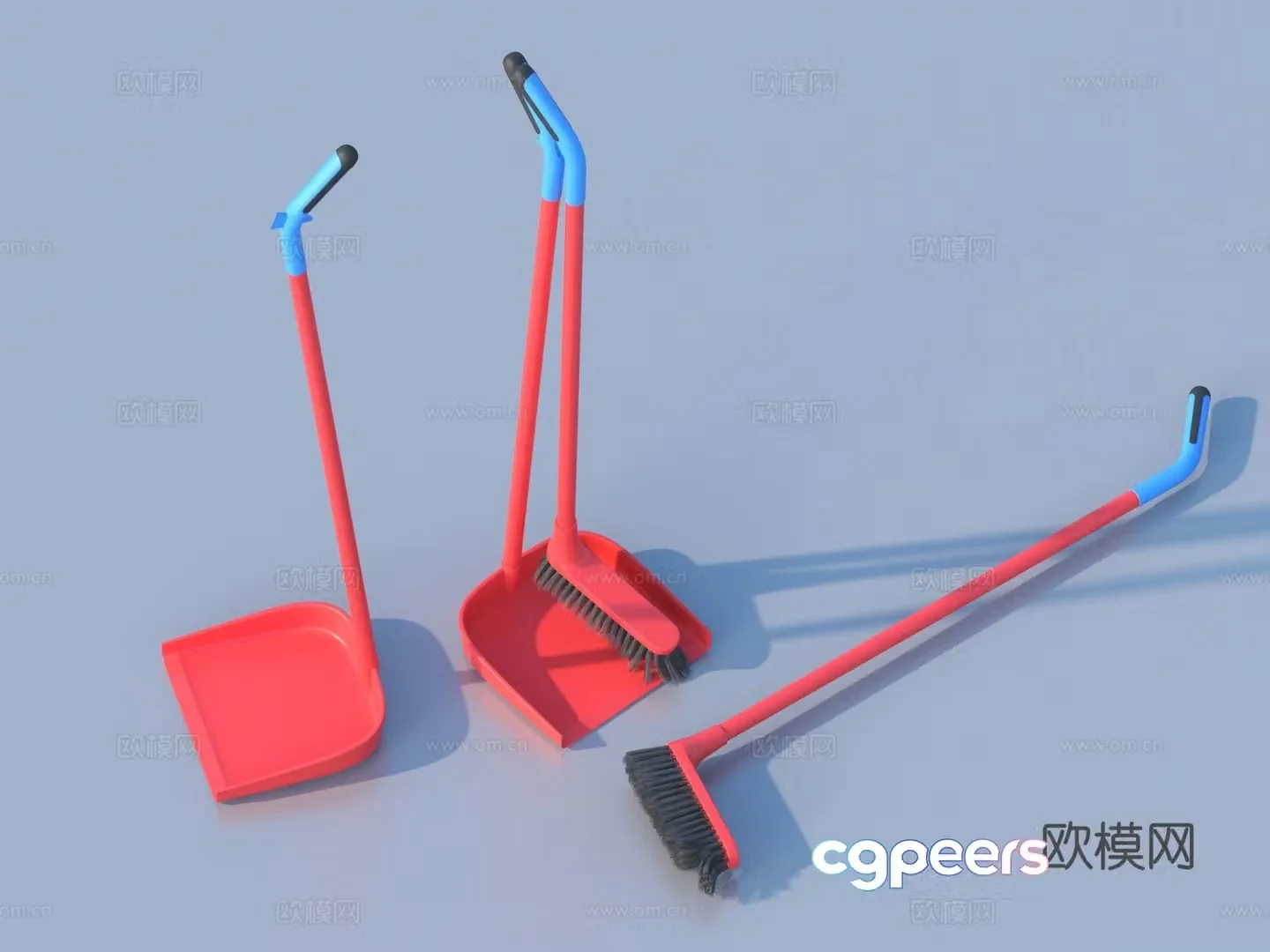 Dustpan broom broom cleaning supplies 3d model
