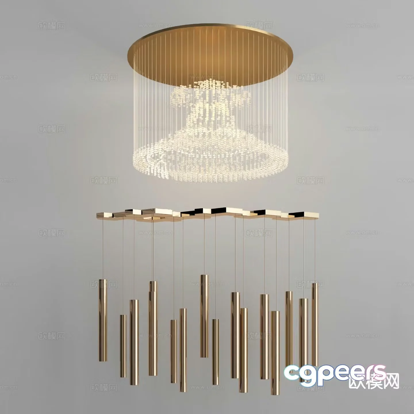 Light luxury chandelier hall chandelier 3d model