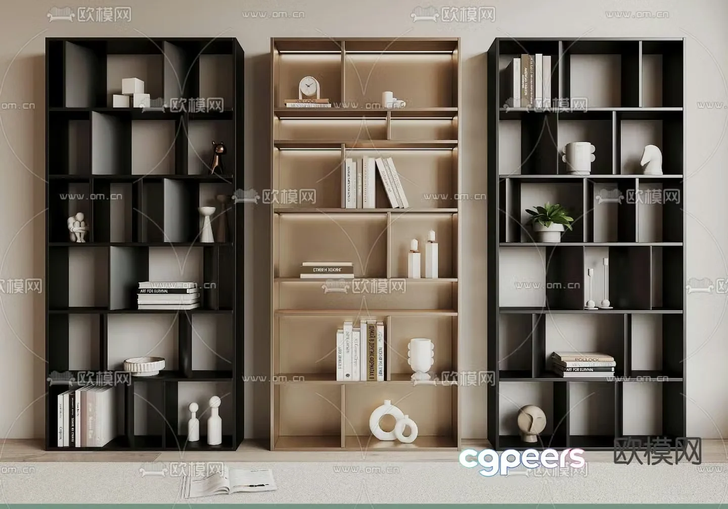 Metal bookcase bookshelf storage rack 3d model