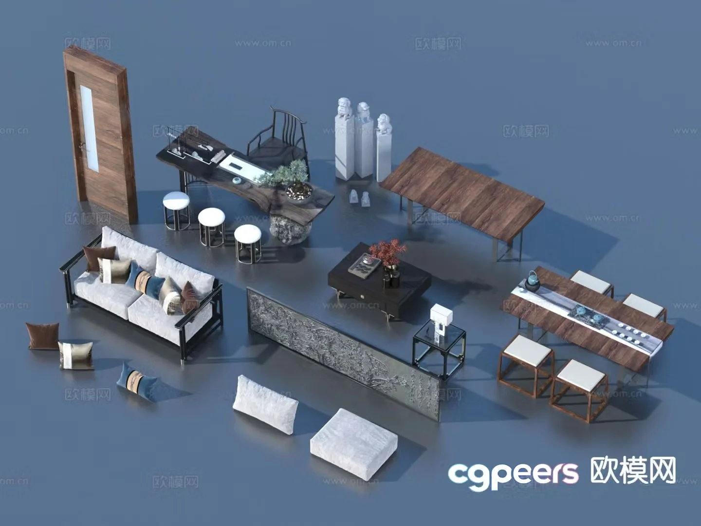 New Chinese style tea table tea table 3d model