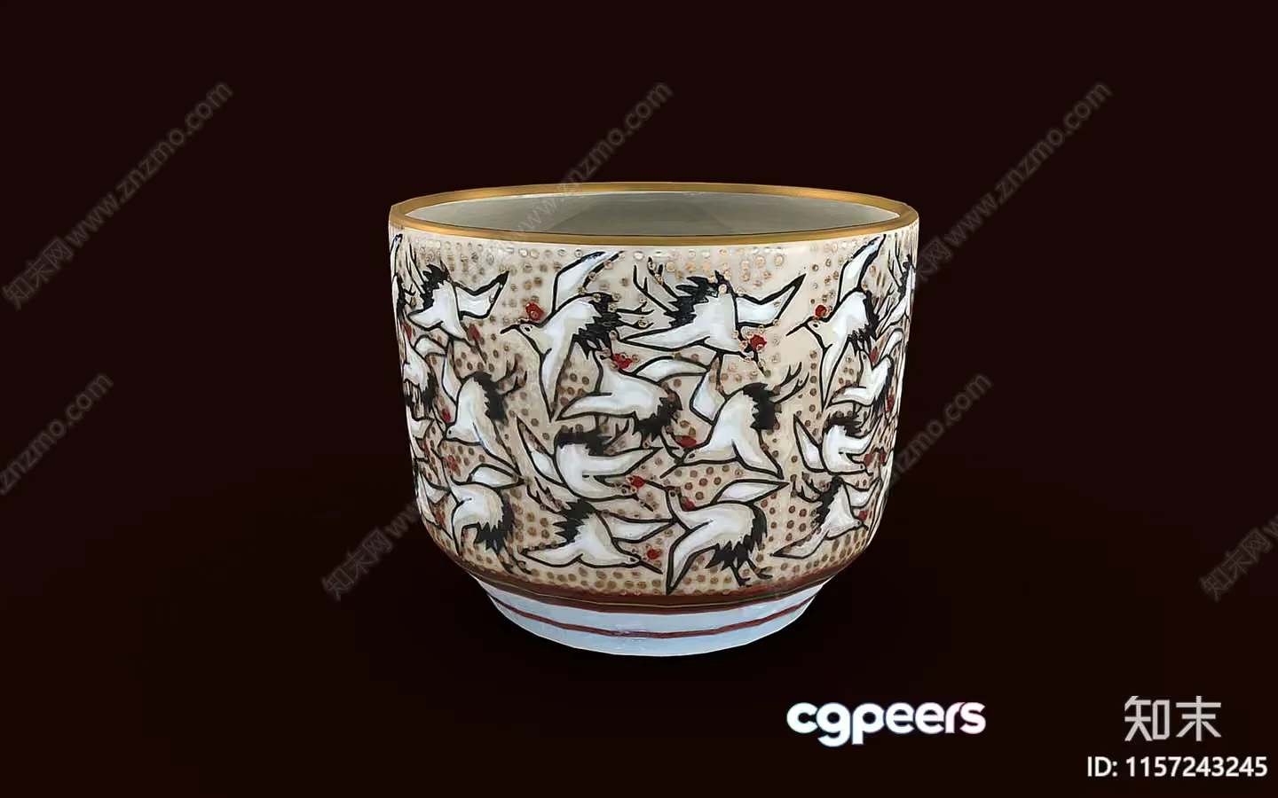 This Image Depicts A Ceramic Cup With A Unique Design 3D Model – 16598 – VRAY Render