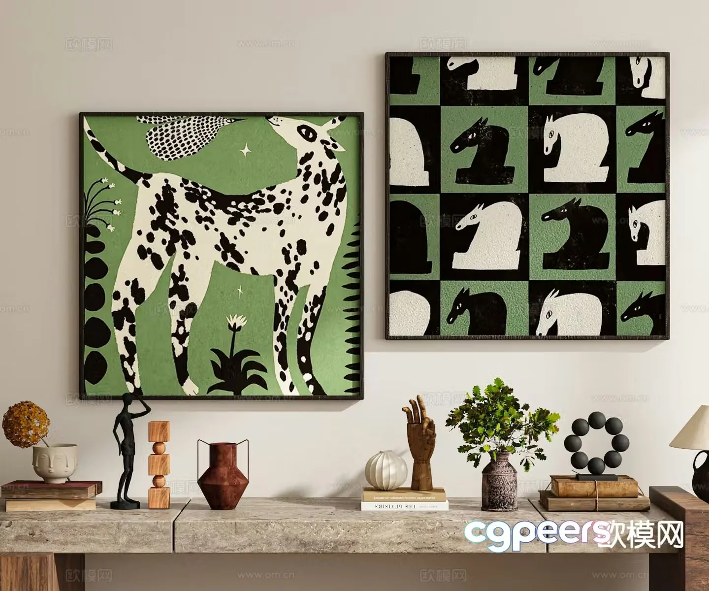 Medieval style animal hanging painting decorative painting 3D model