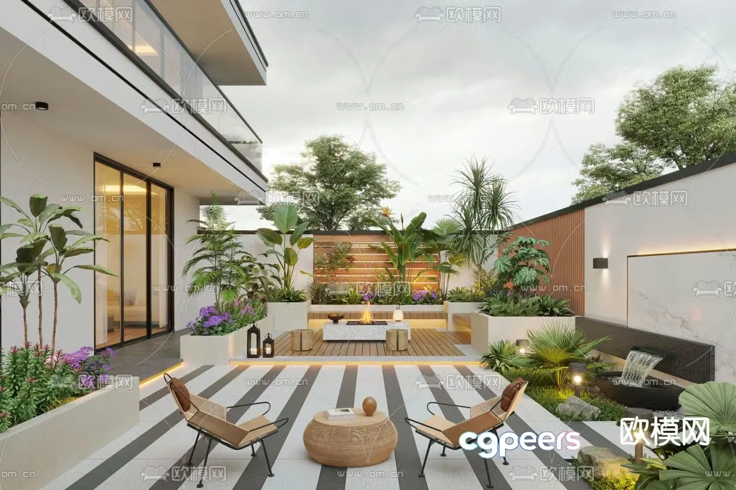 Villa courtyard garden 3d model