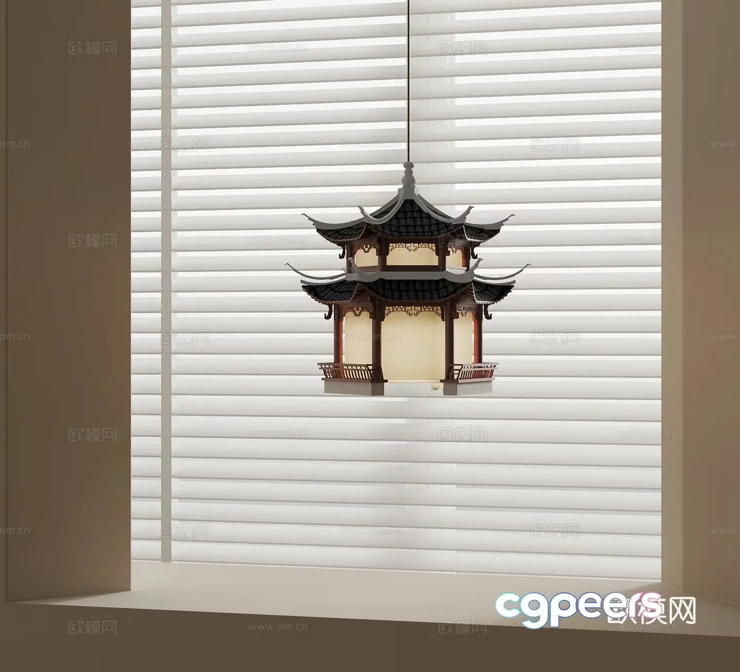 New Chinese style chandelier Ancient building chandelier 3D model