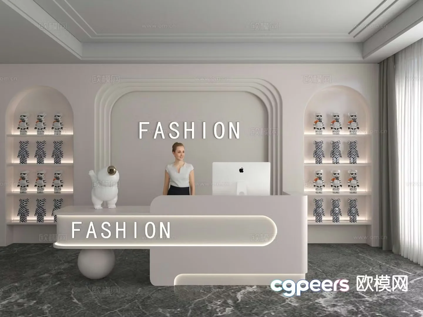 Modern front desk reception desk 3d model