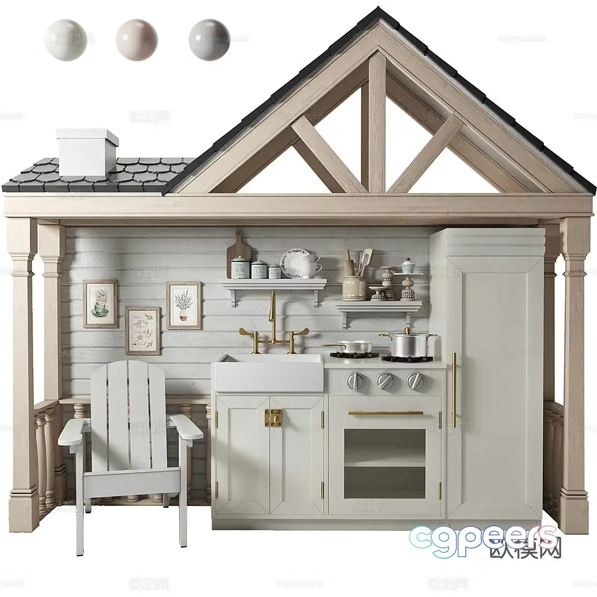 Modern Pottery Barn Children’s Play Kitchen 3D Model