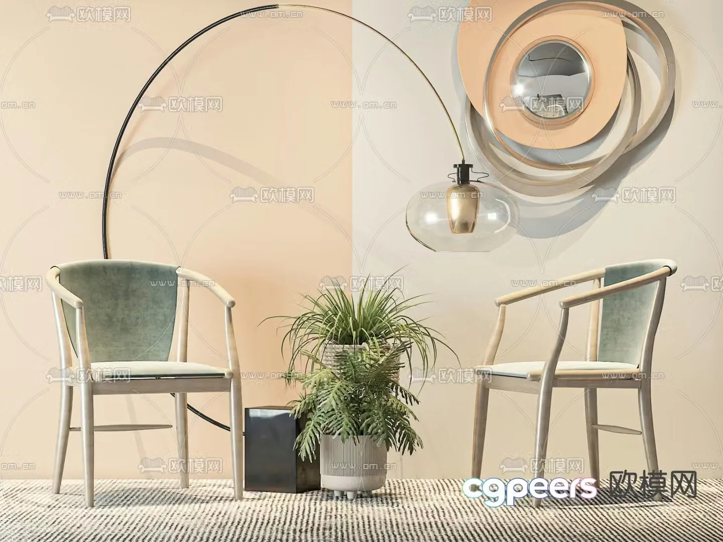 Leisure chair armchair potted 3d model