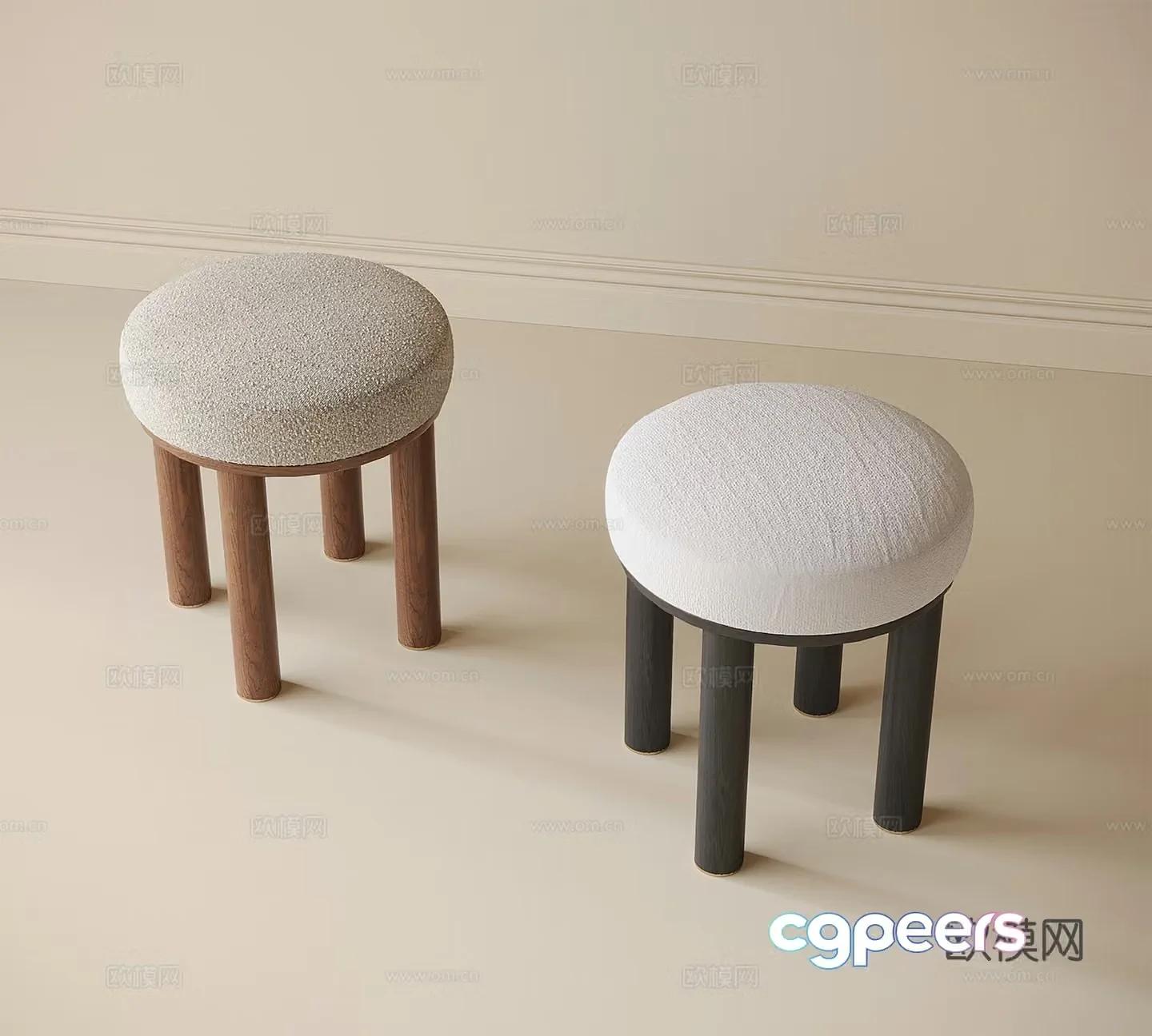 Modern stool shoe changing stool round stool 3d model
