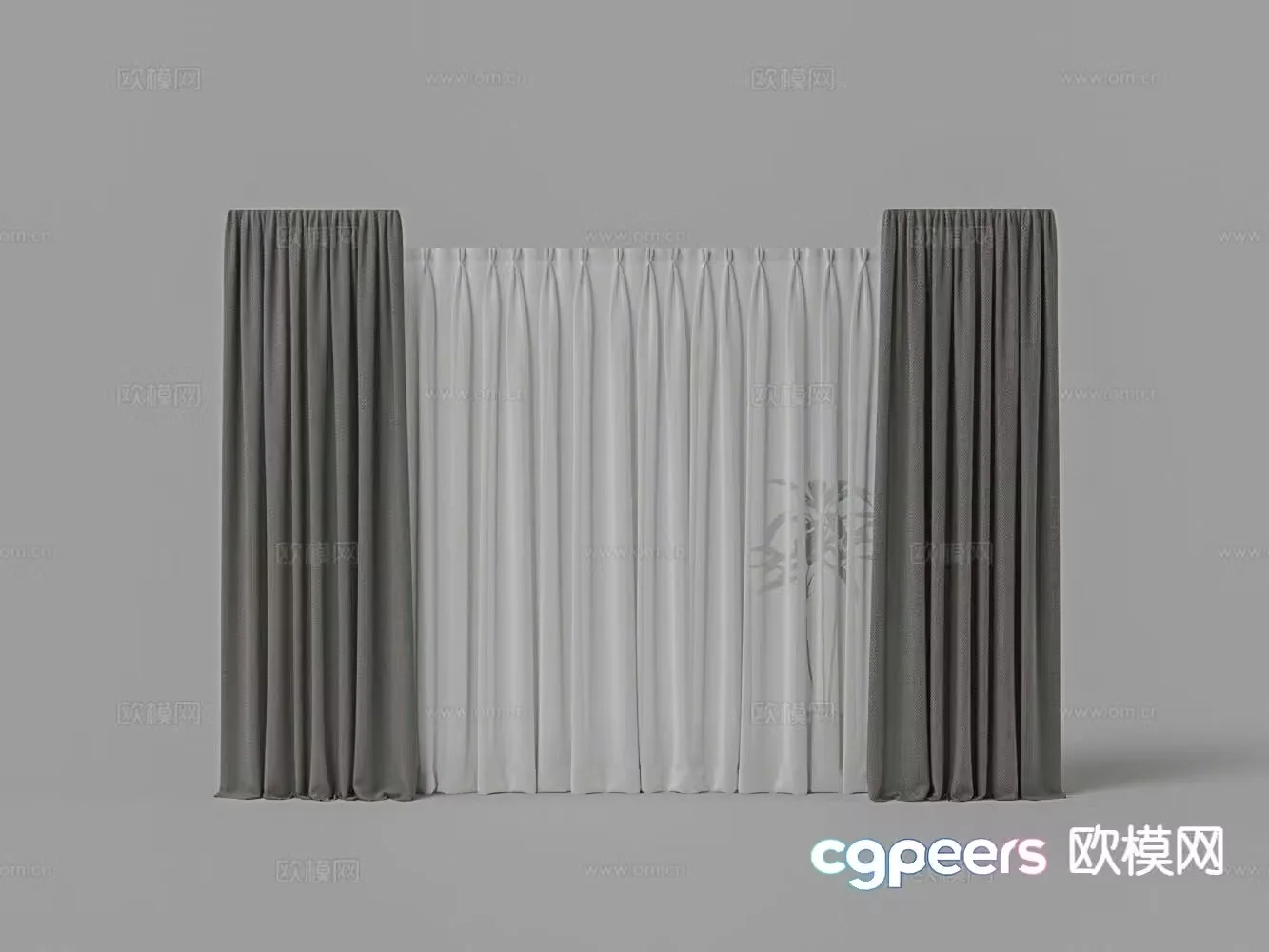 Modern curtains translucent curtain 3d model