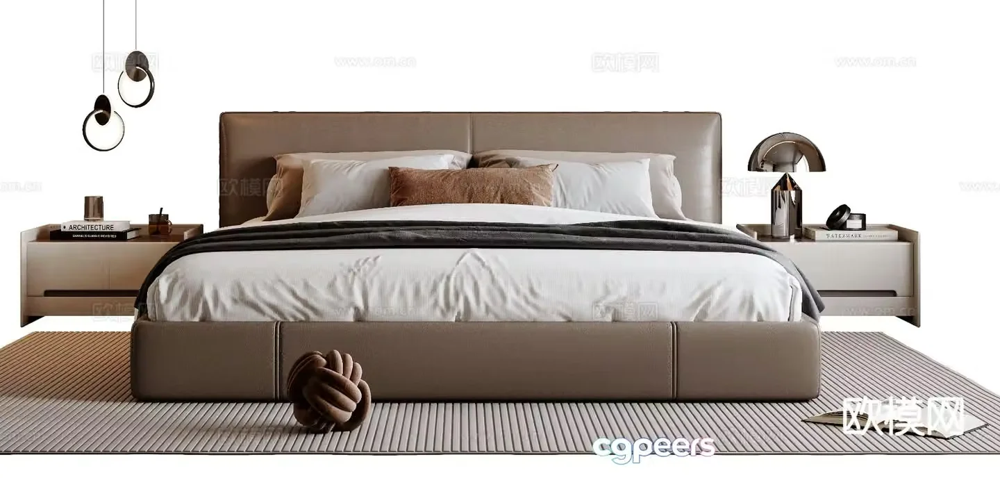Modern double bed 3d model
