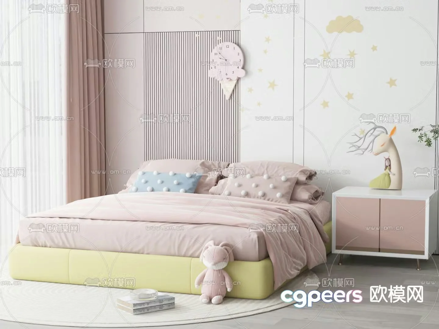 Modern children’s double bed 3d model