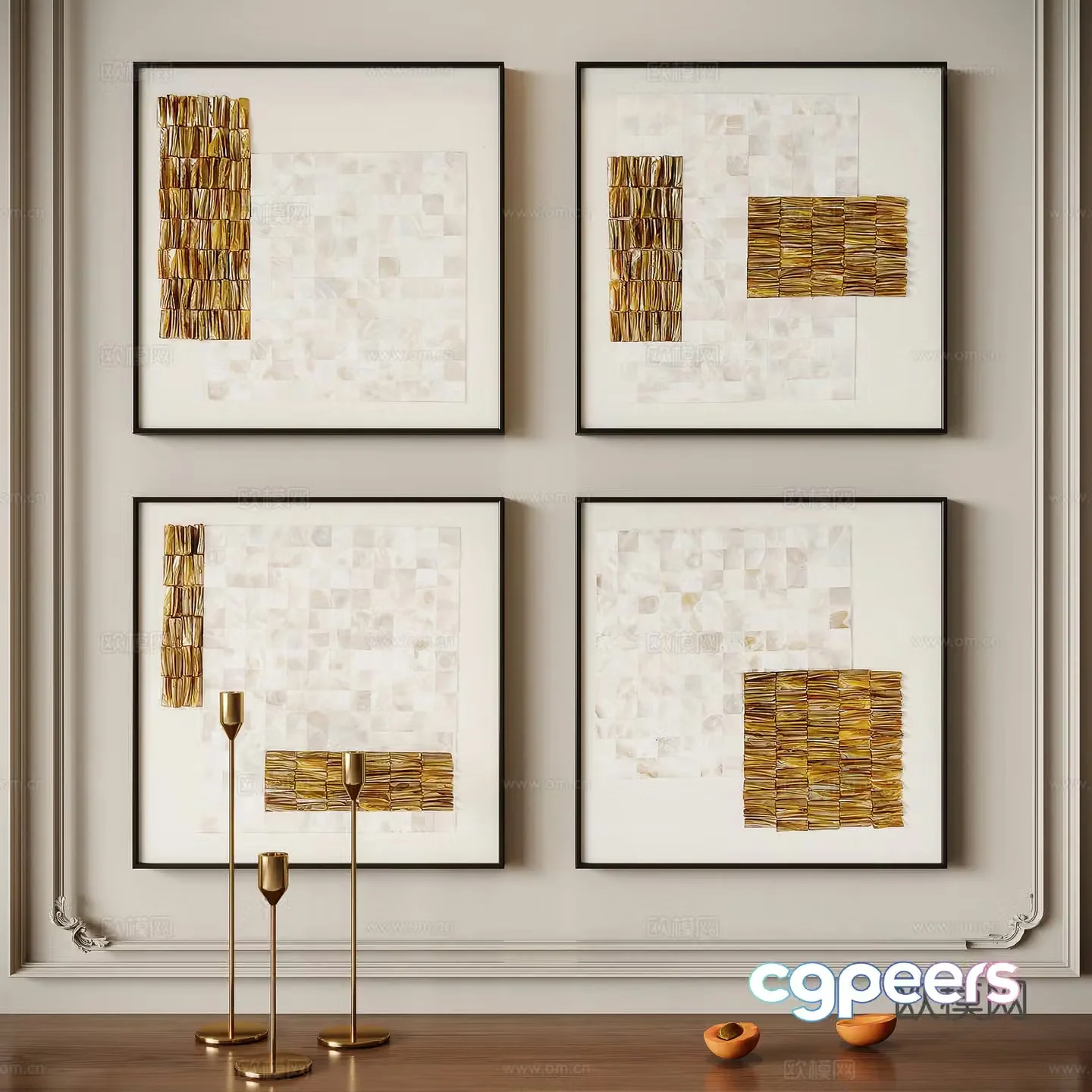 Modern texture painting decorative painting 3d model