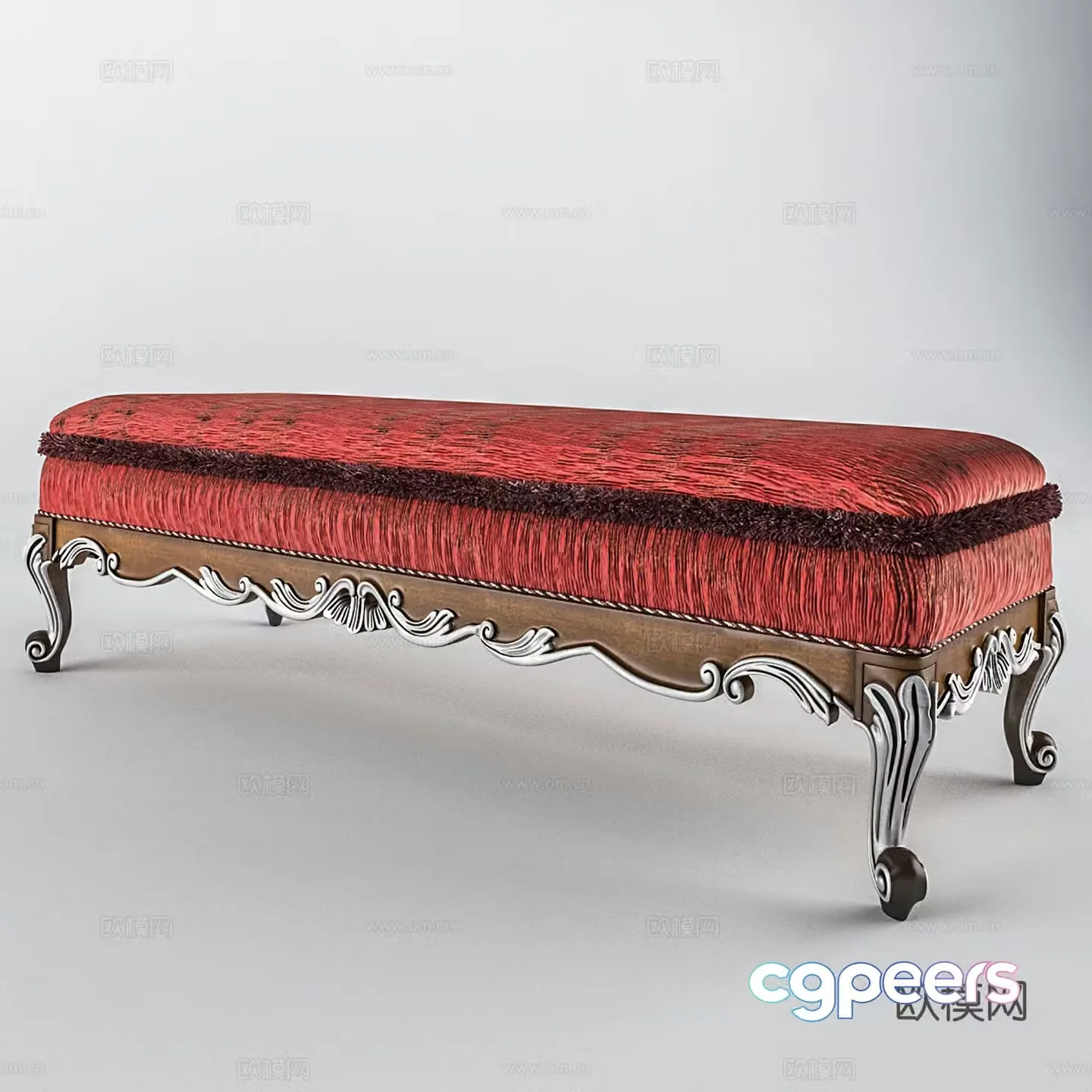 Simple European bench shoe changing stool bed tail stool 3D model