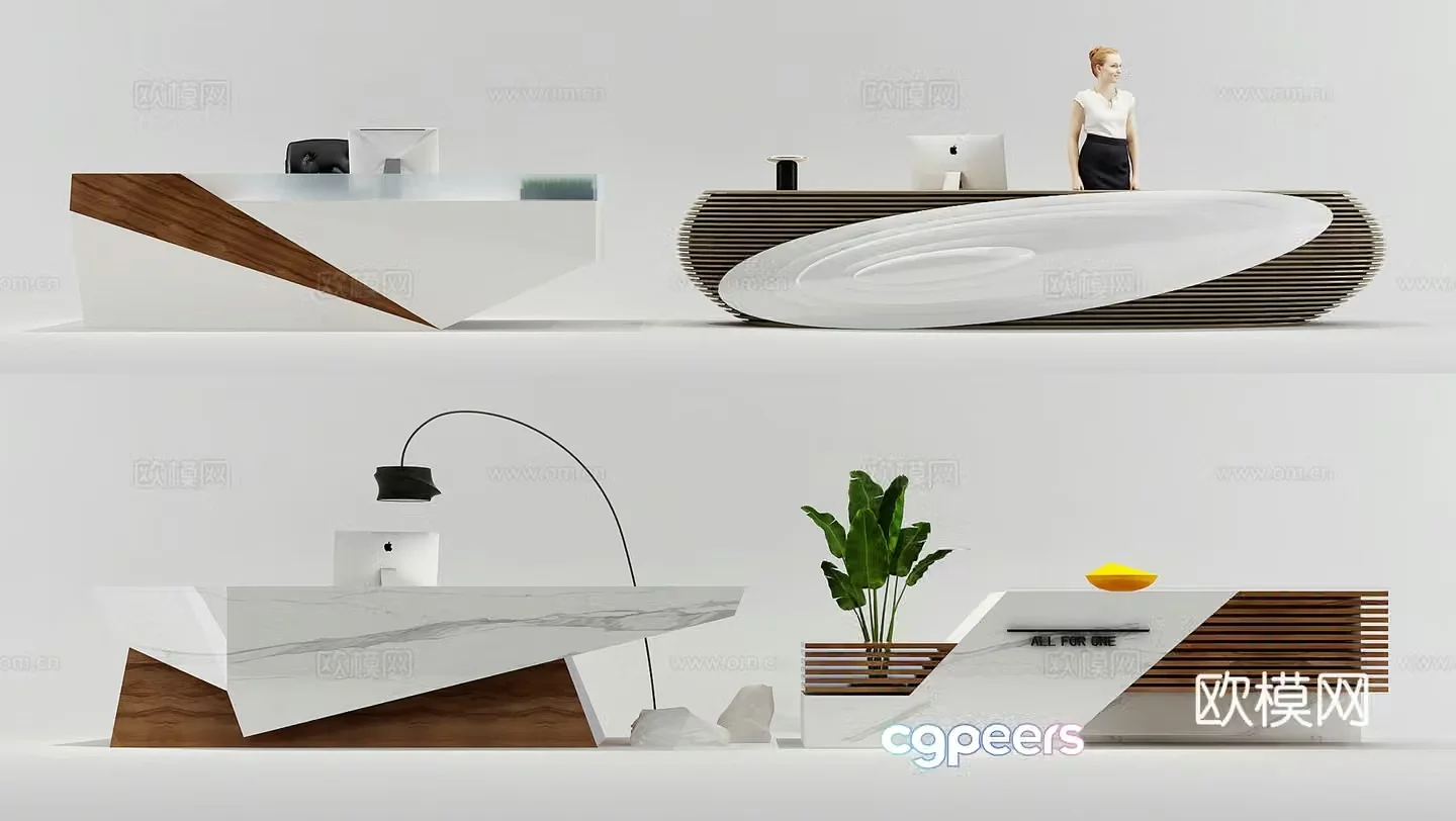 Modern front desk service desk reception desk 3d model