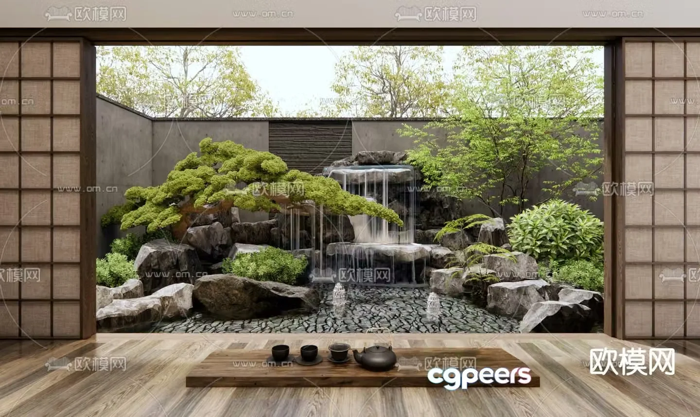 Dry landscape landscape rockery waterscape 3d model