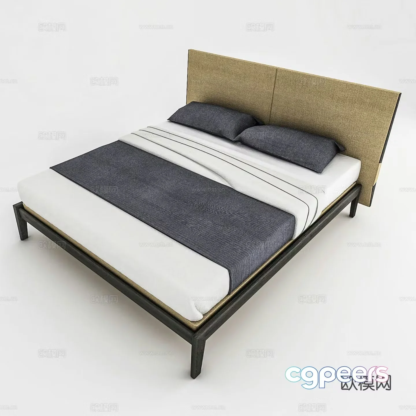 Modern double bed 3d model