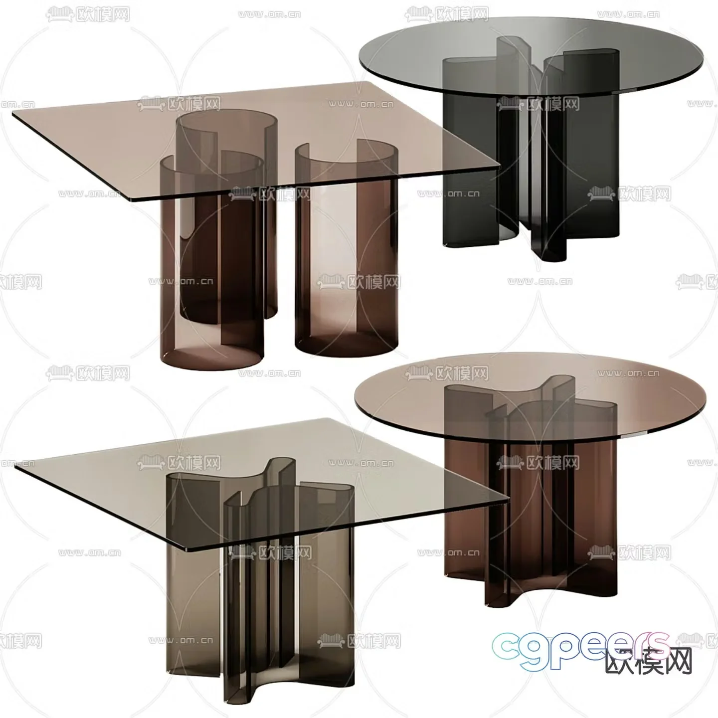 Acrylic coffee table mother-in-law coffee table 3d model