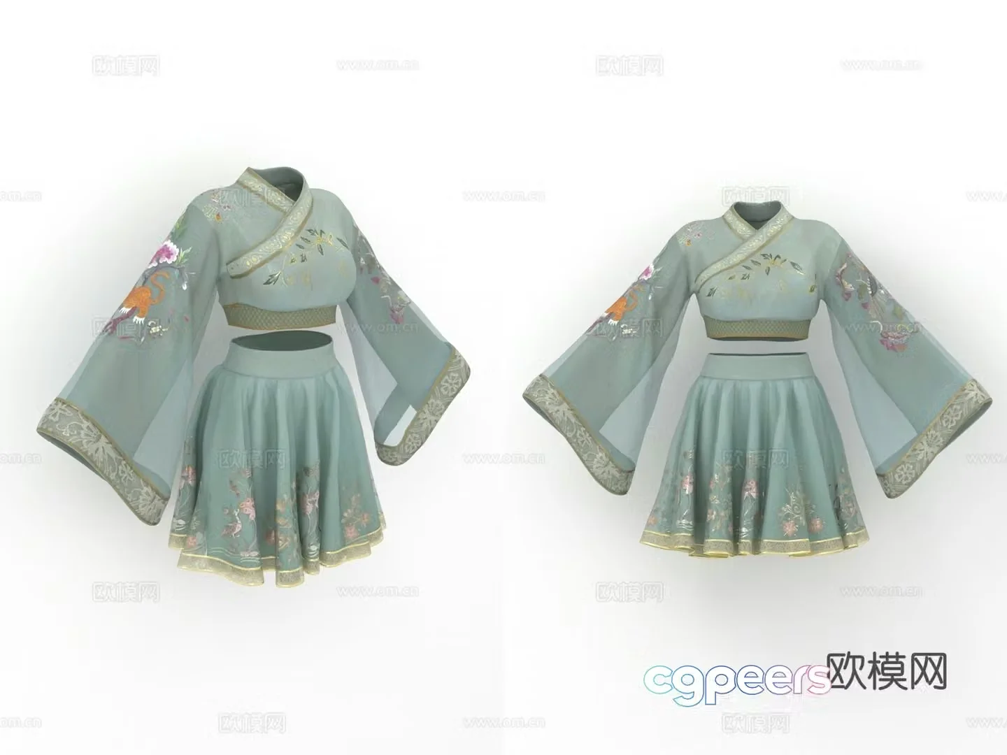Hanfu ethnic clothing women clothing clothes 3d model