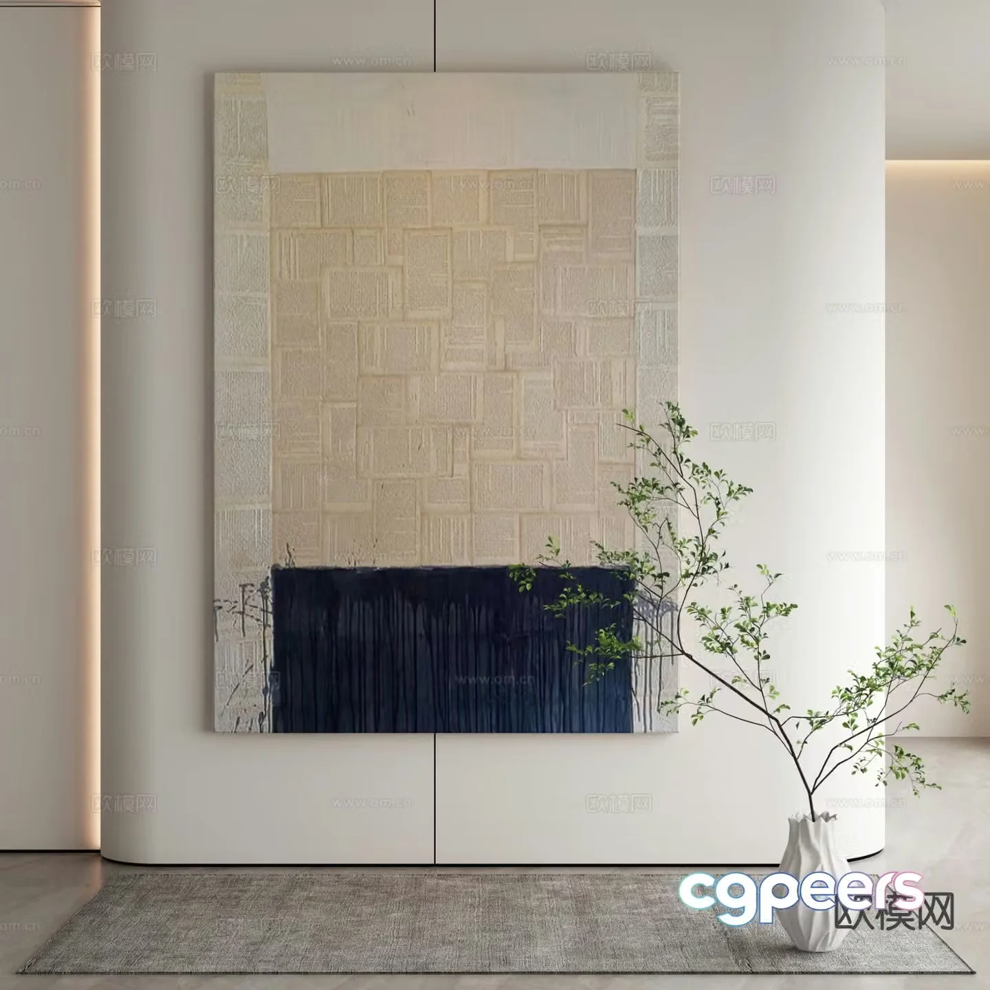 Modern decorative painting retro hanging painting 3d model