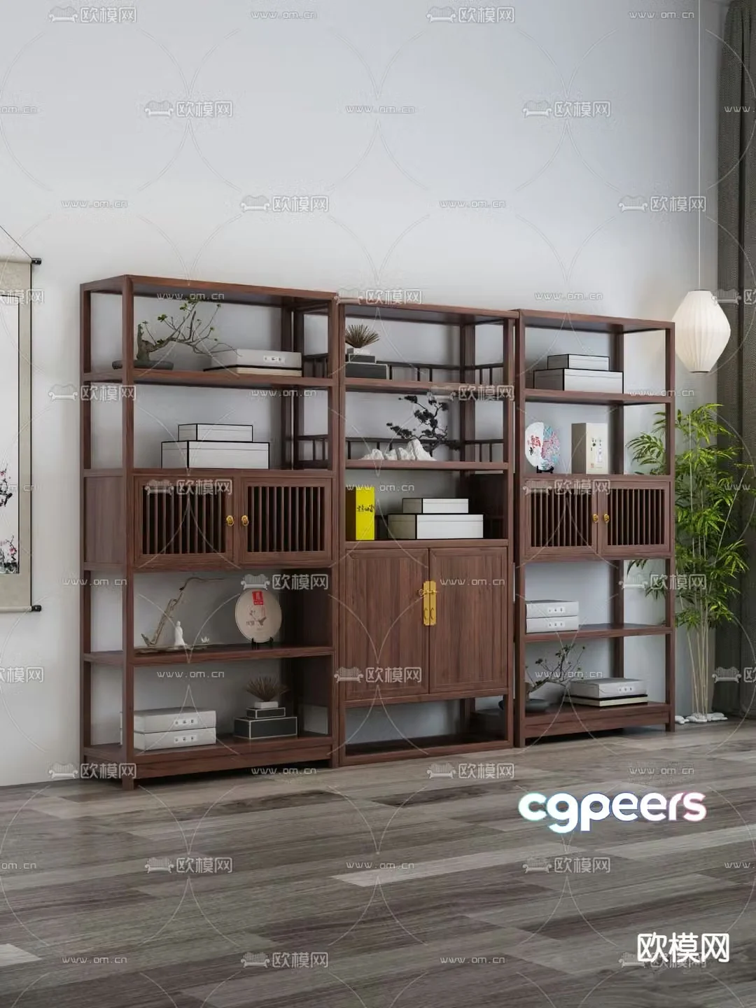 Bogu rack new Chinese style bookcase display cabinet 3d model