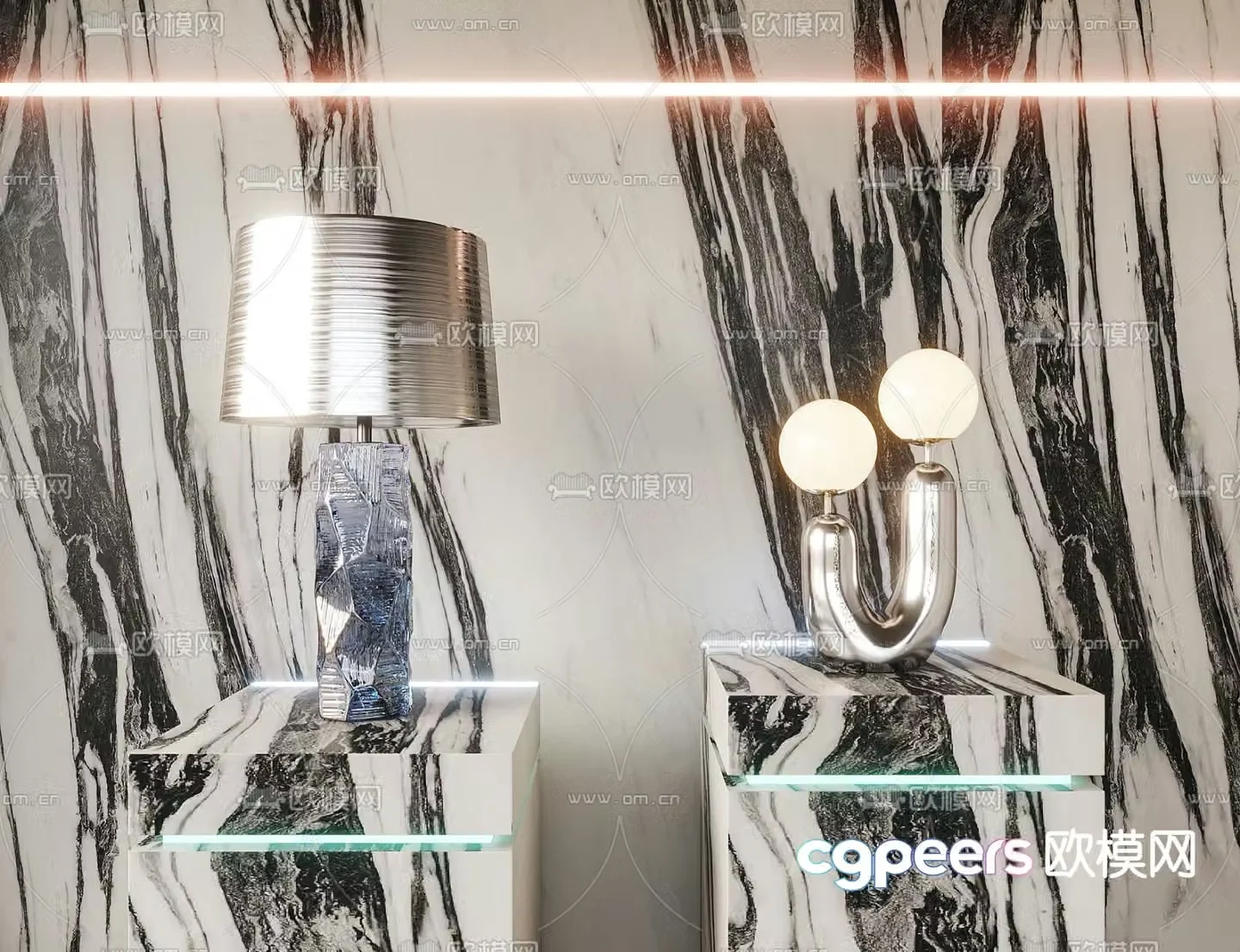 FLOS glass U-shaped table lamp 3d model