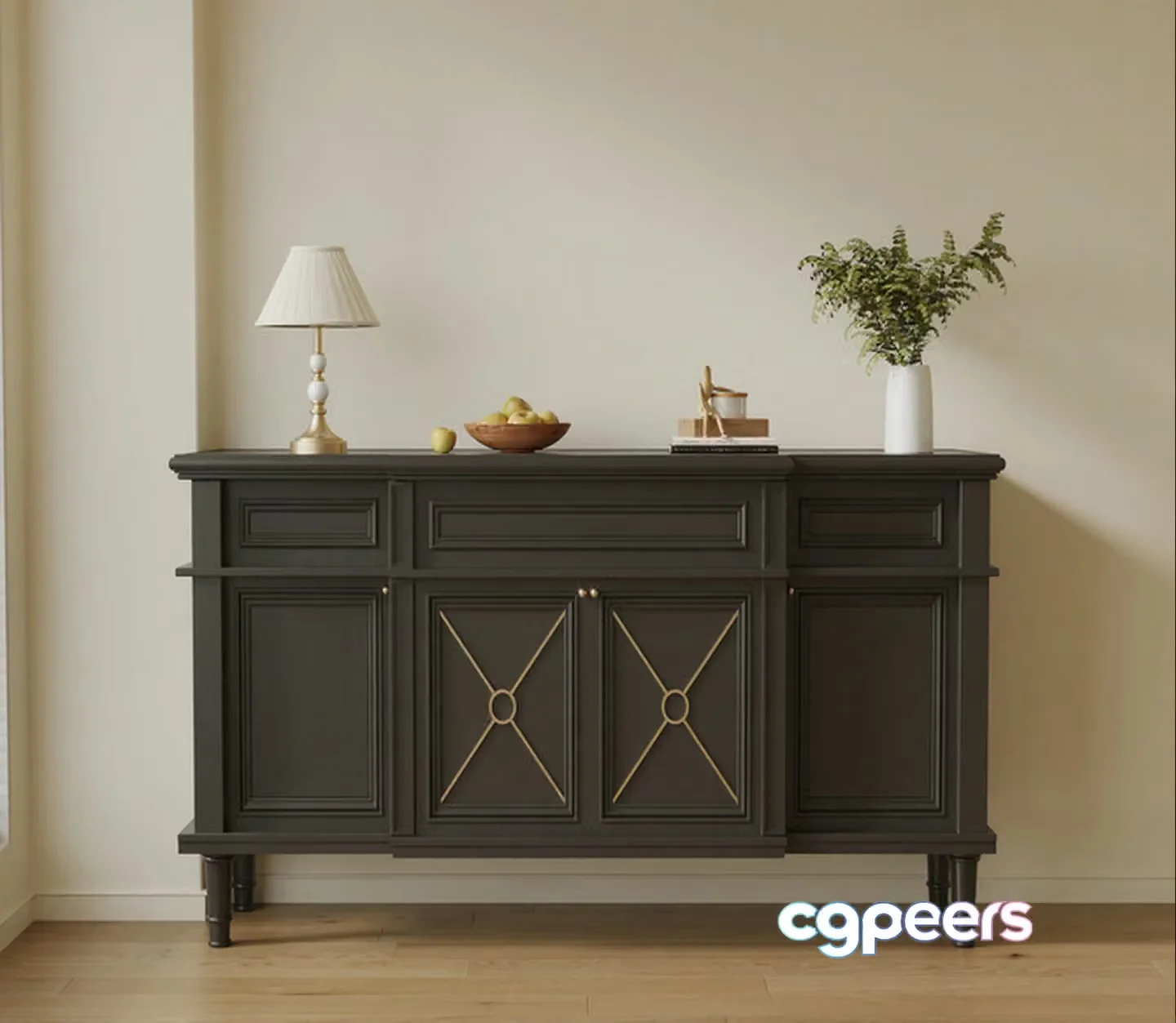 A Dark Gray Sideboard 3D Model – 3591 – VRAY Render