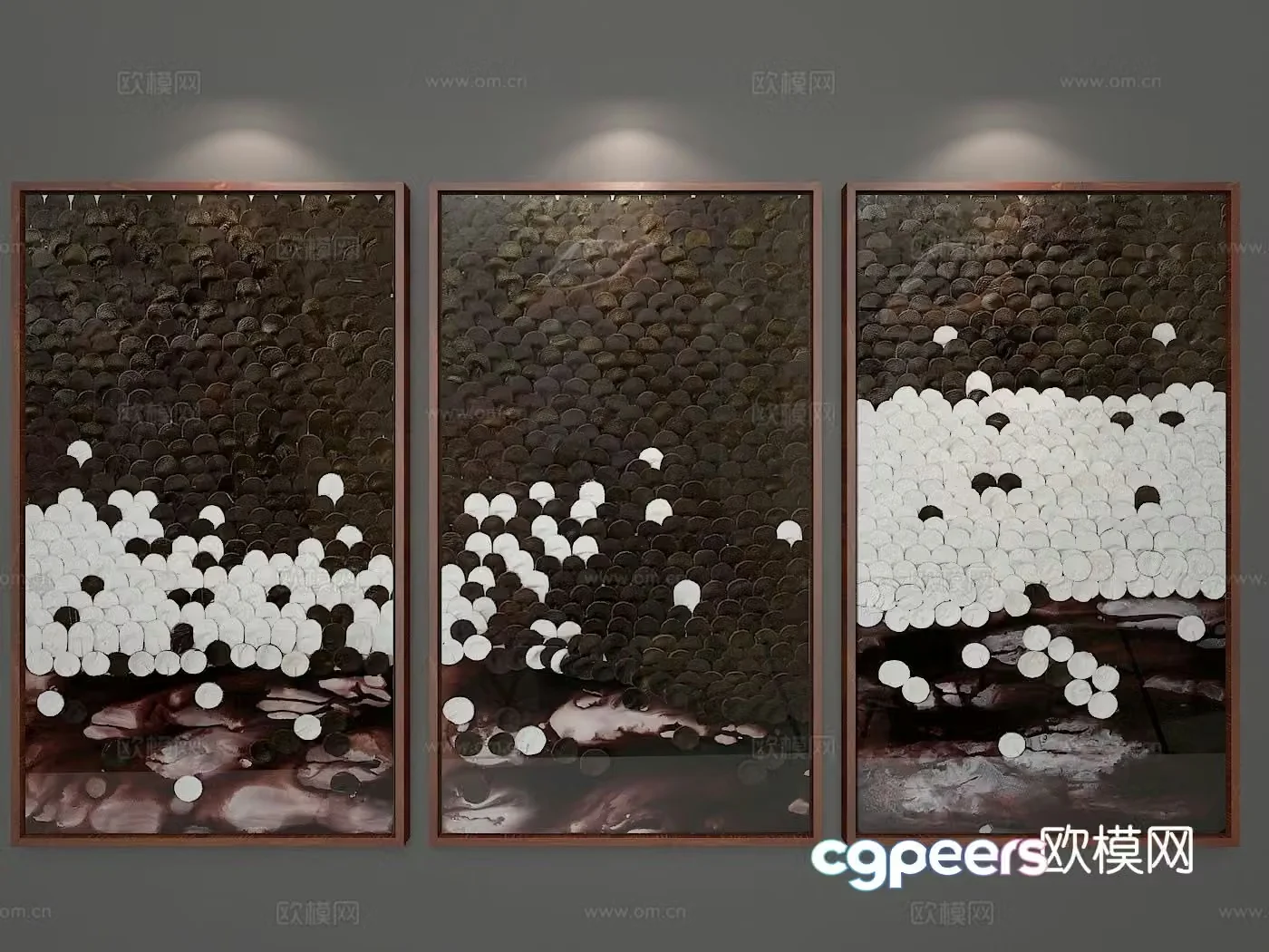 New Chinese style decorative painting three-dimensional hanging painting 3D model