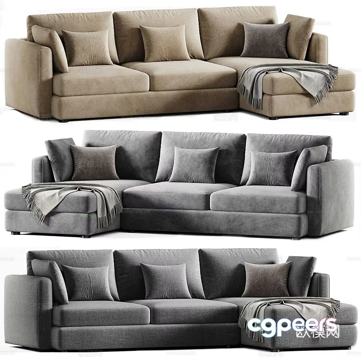 Modern multi-seater sofa corner sofa 3d model