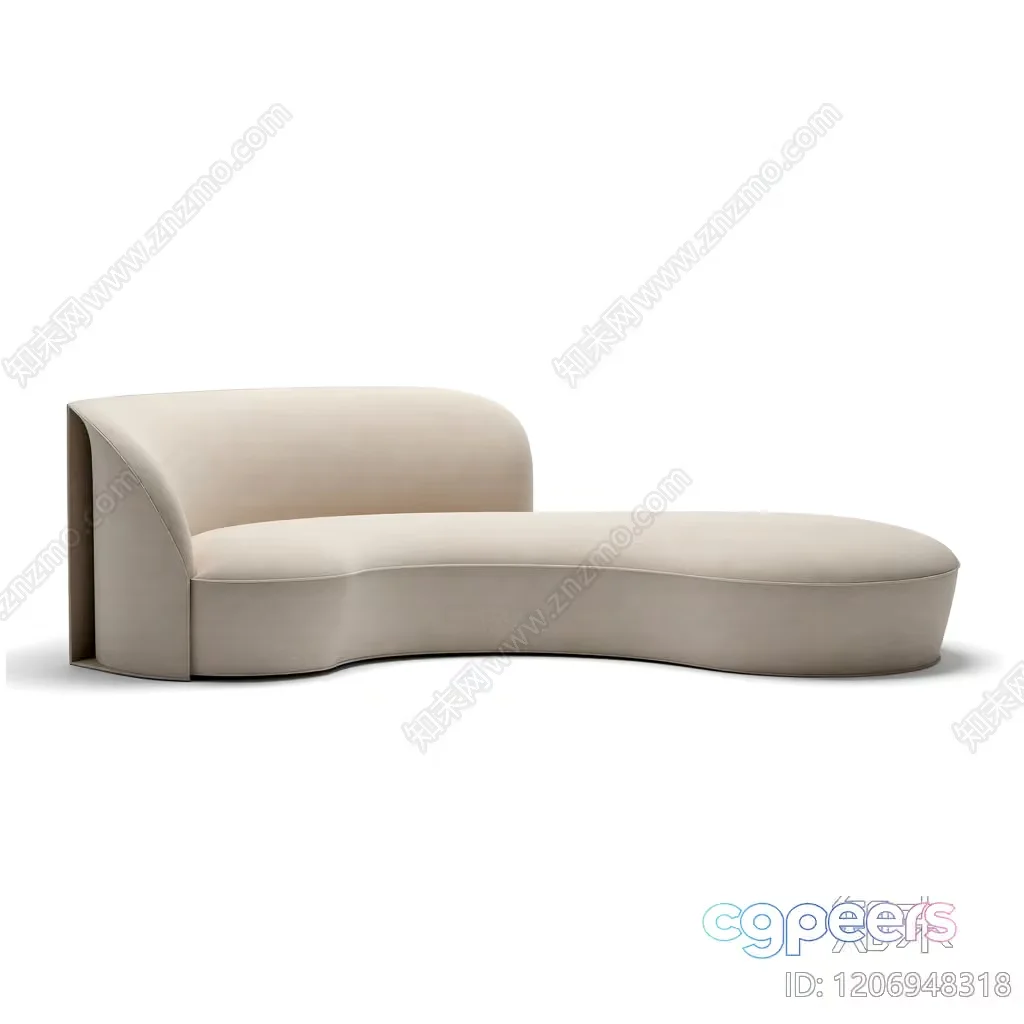 Modern Beige Chaise Lounge 3D Model – 4403 – VRAY Render