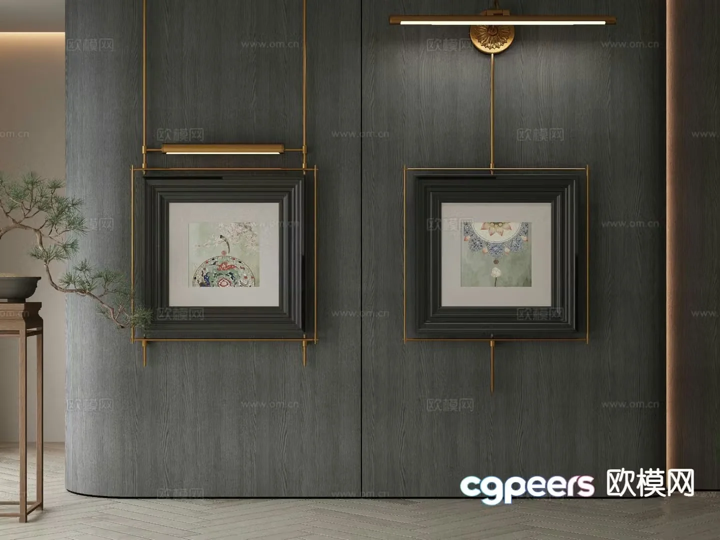 New Chinese style decorative painting Zen hanging painting 3D model
