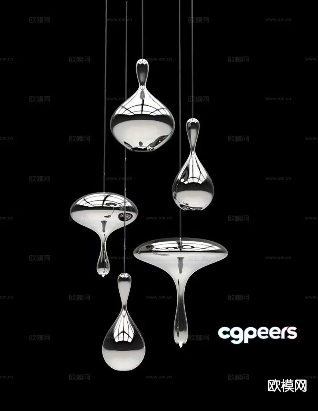 Simple chandelier water drop chandelier 3d model
