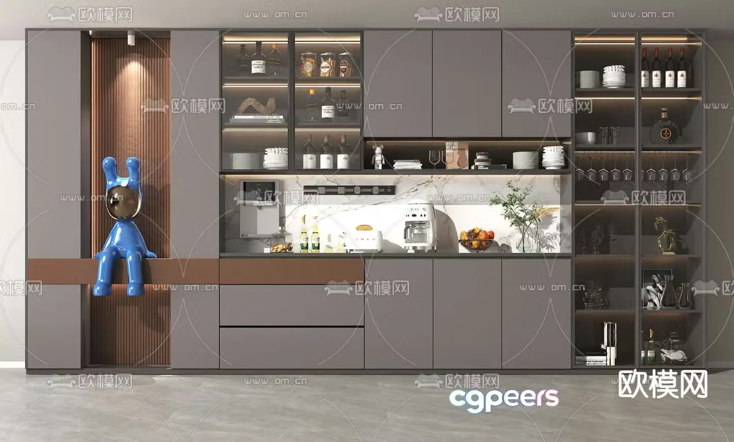 Modern wine cabinet sideboard 3D model