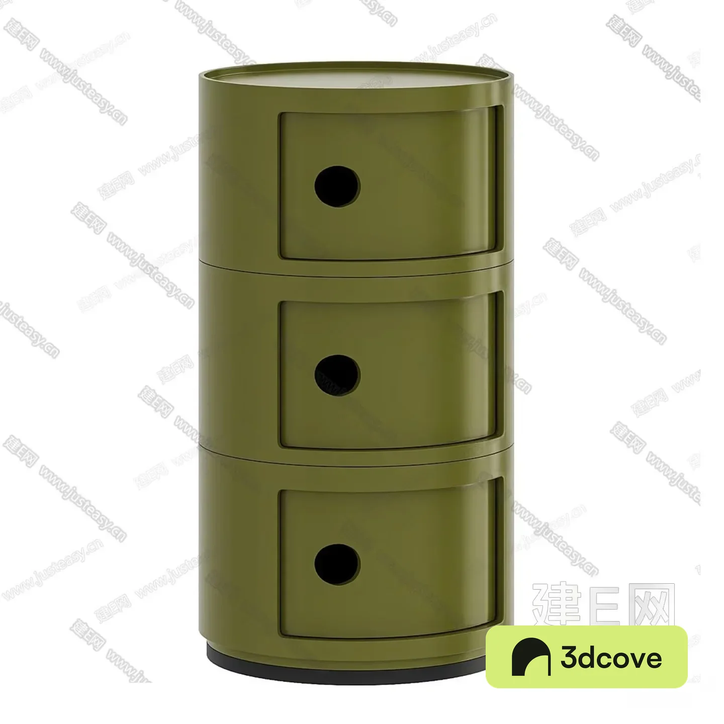 A Green Storage Unit With Drawers