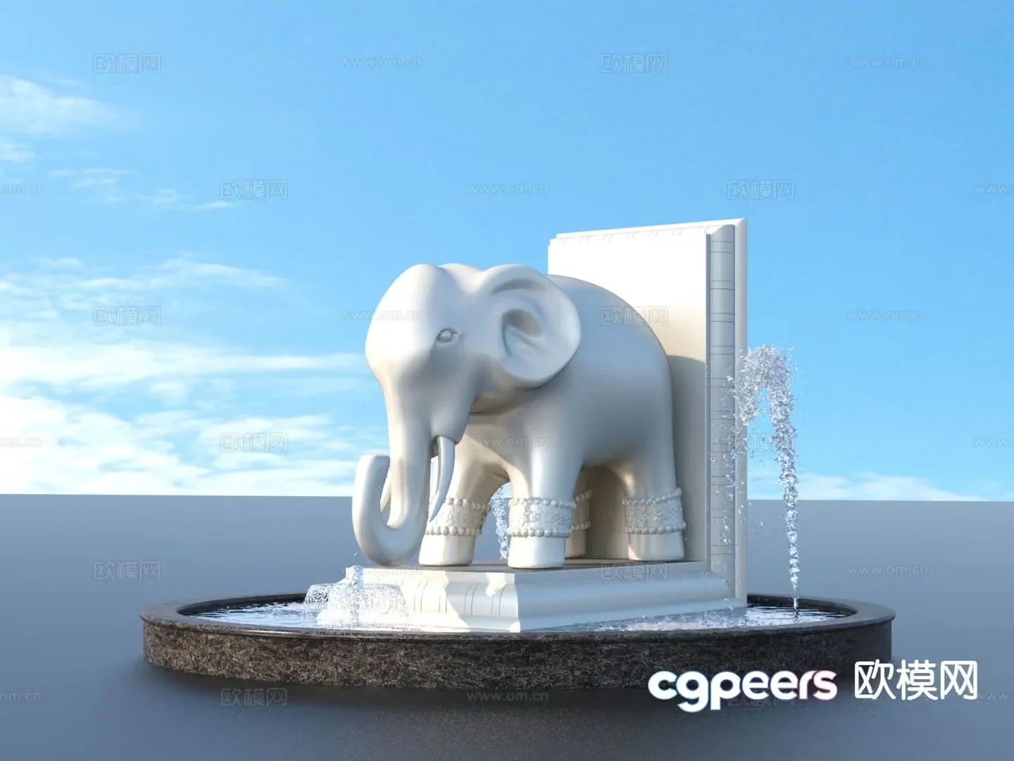 Elephant sculpture urban sculpture water fountain landscape sculpture 3d model