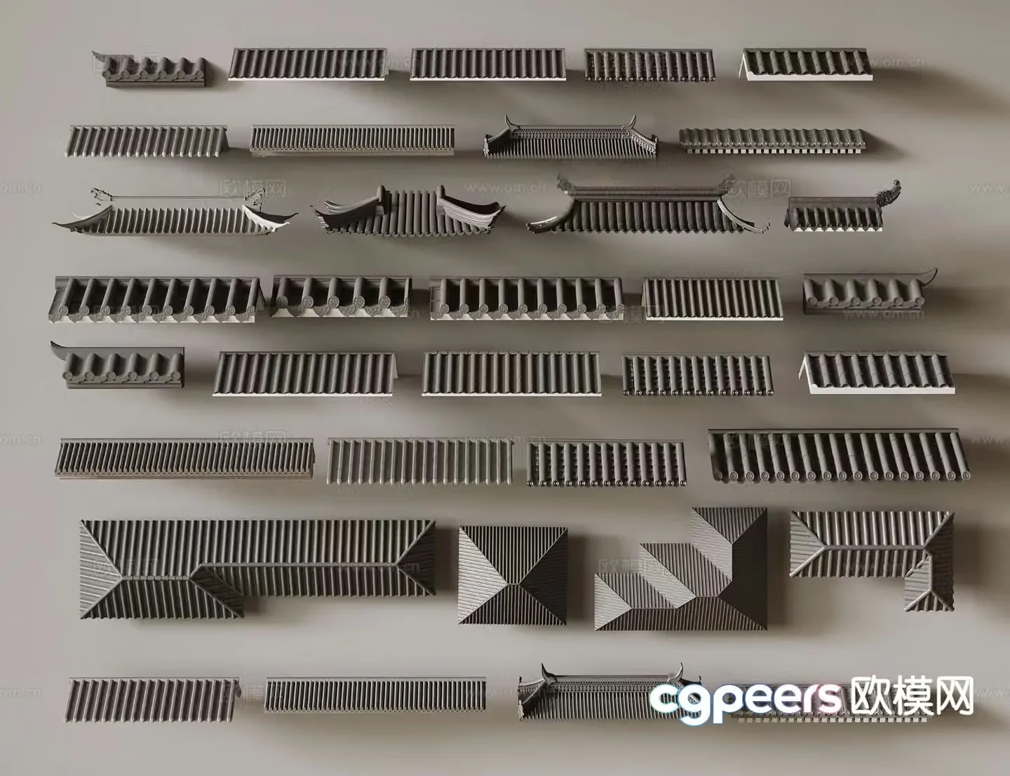 New Chinese-style eaves eaves roof 3D model
