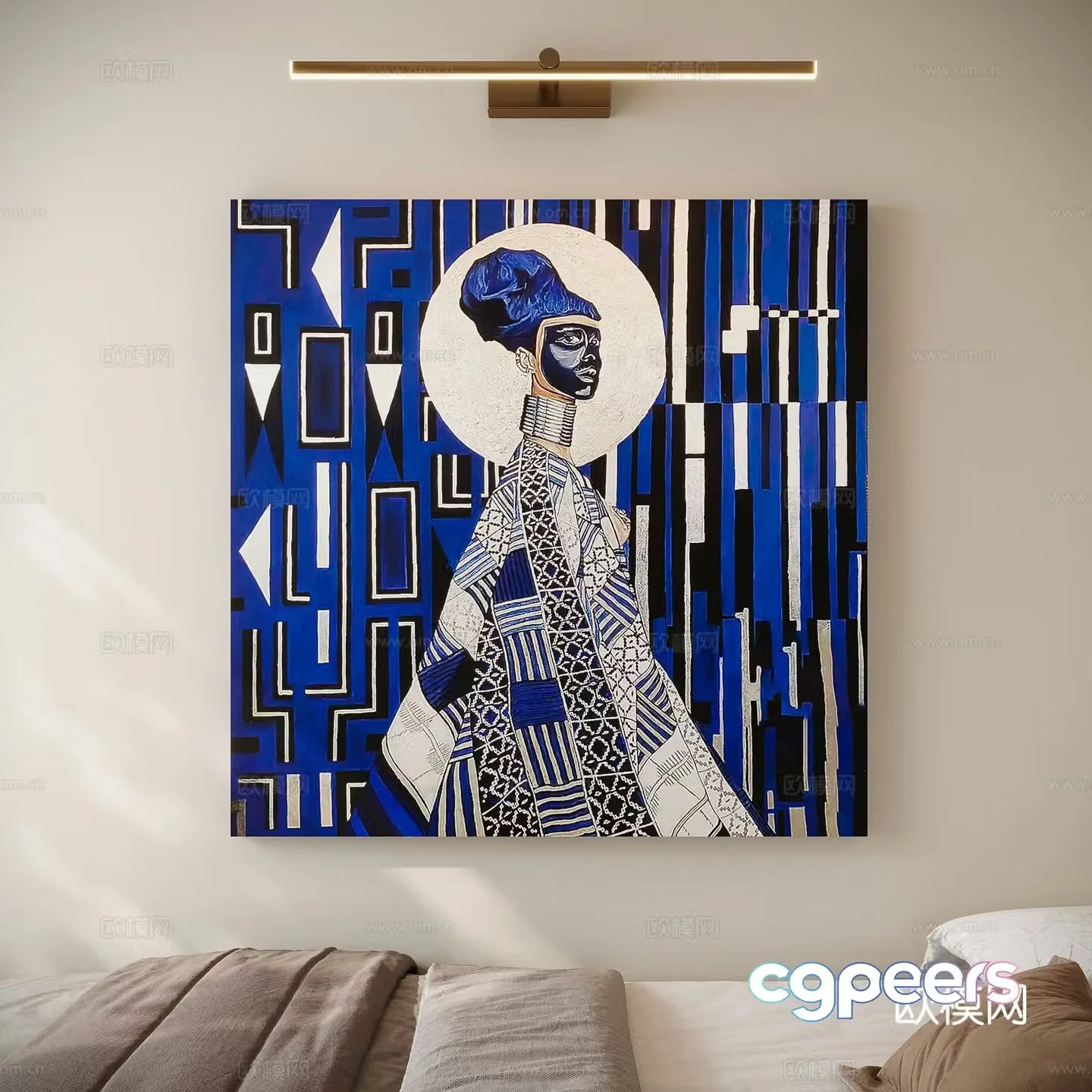 Modern figure painting decorative painting 3d model