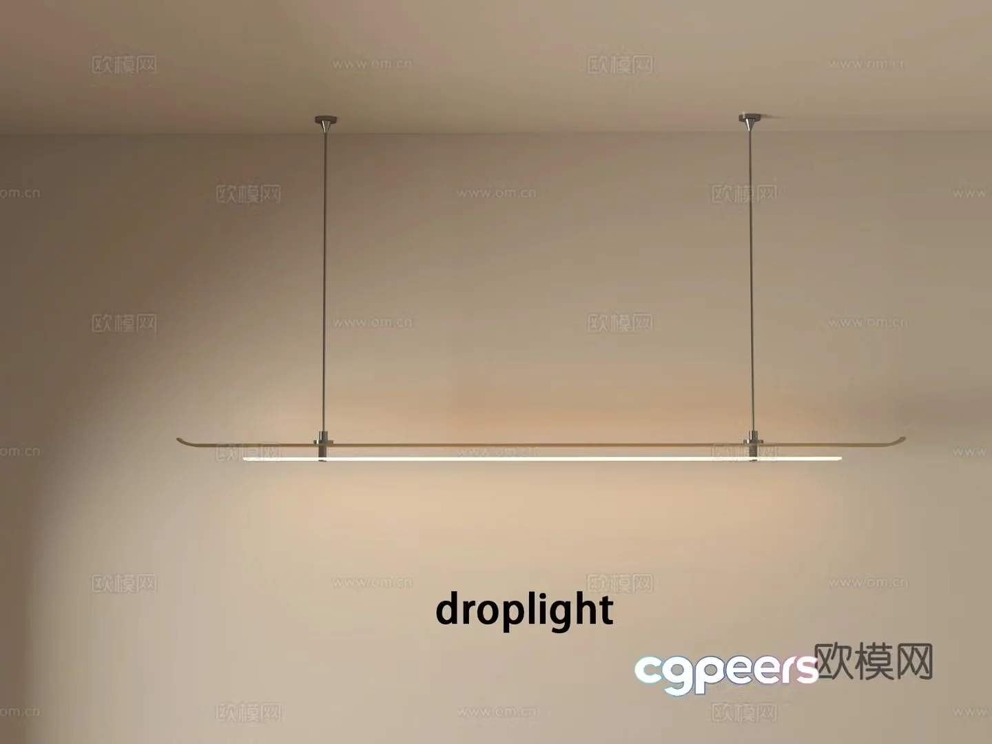 New Chinese style Song style aesthetic strip lamp chandelier study chandelier 3D model