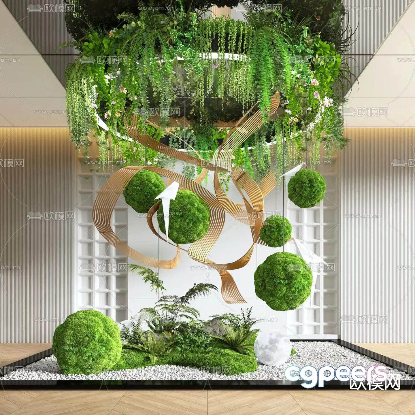 Indoor landscape bryophytes 3d model
