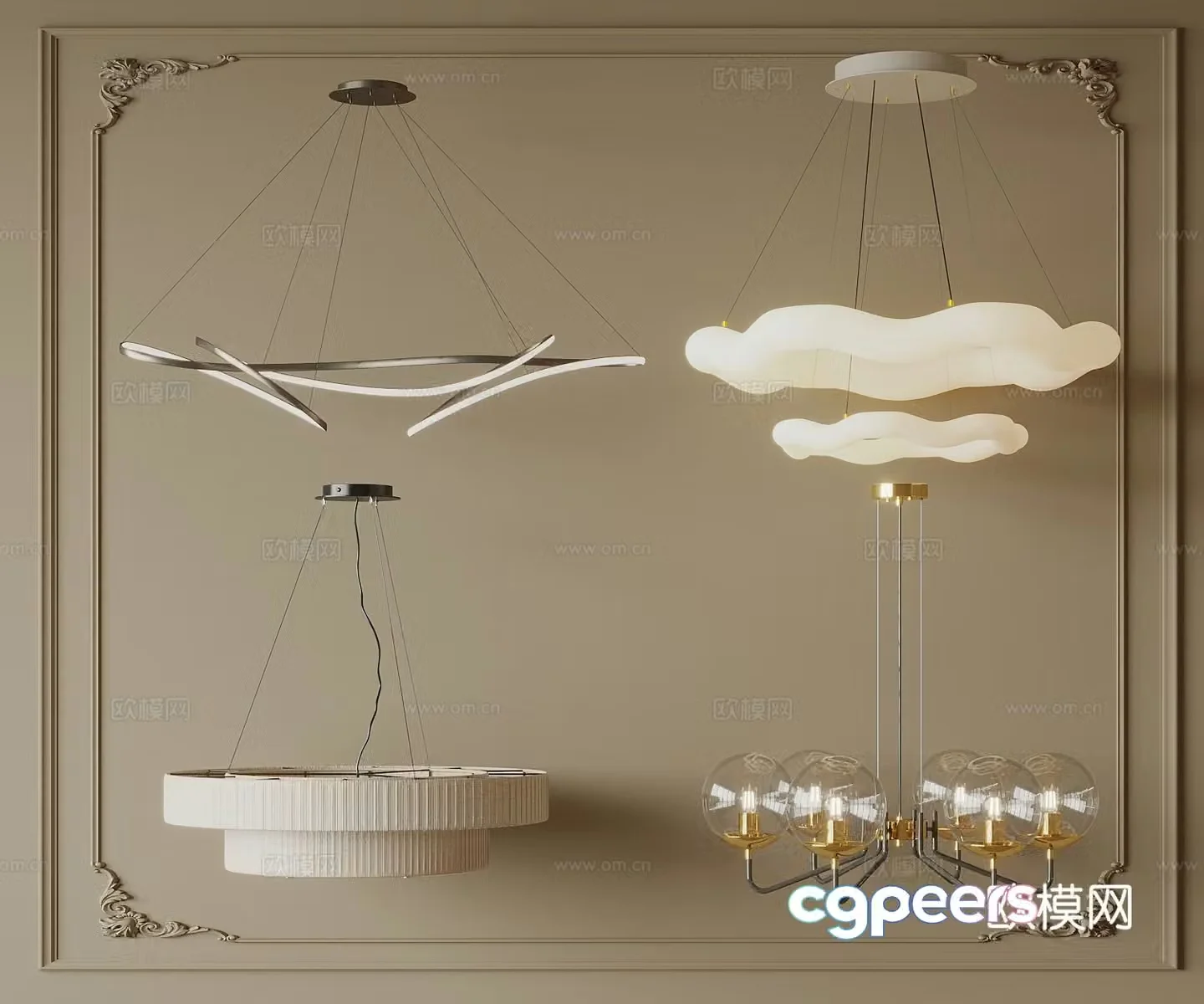 Modern metal chandelier multi-head chandelier decorative chandelier 3d model